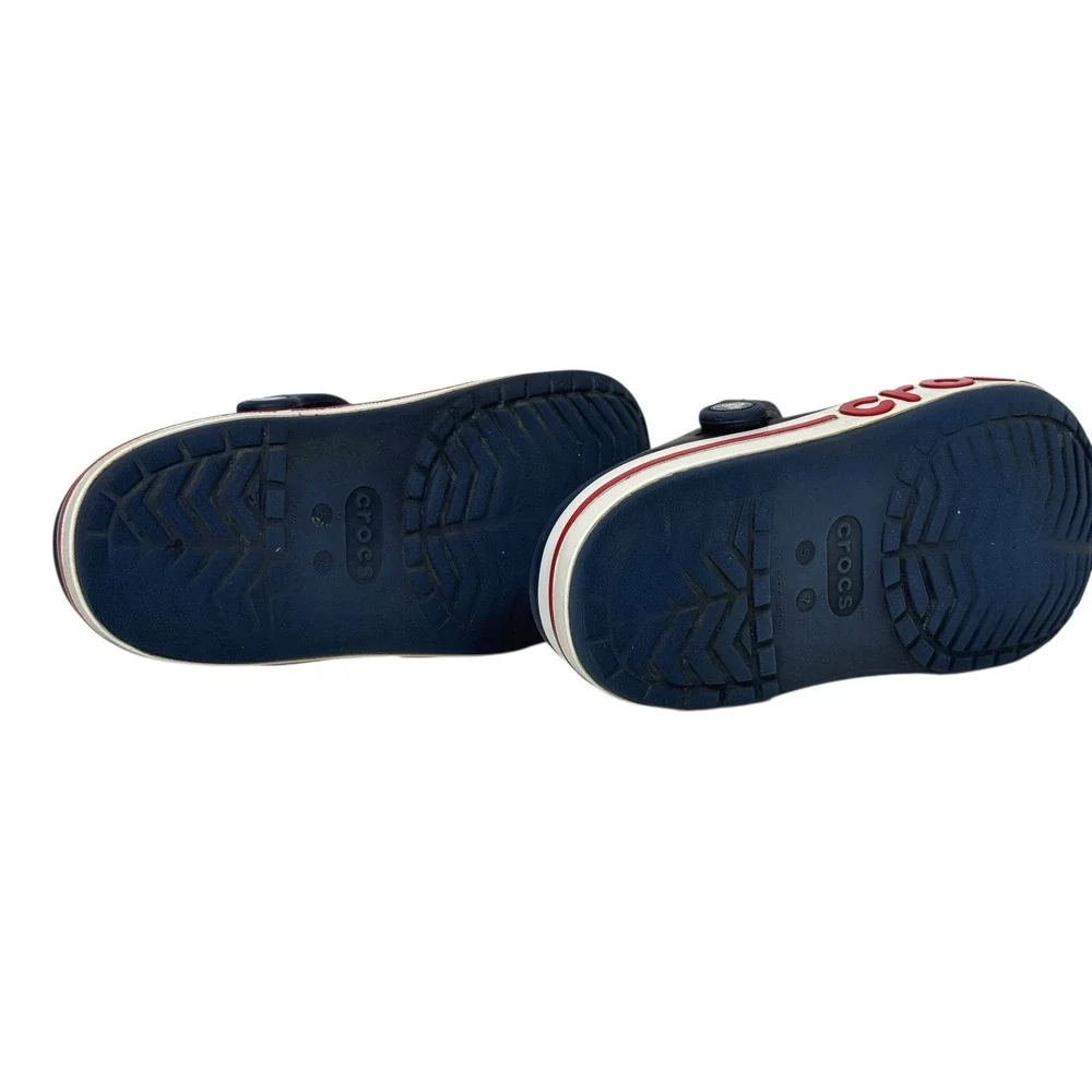 Crocs Bayaband Clogs Navy Blue White Red Mens 5 Womens 7‎ Unisex Slip On Shoes